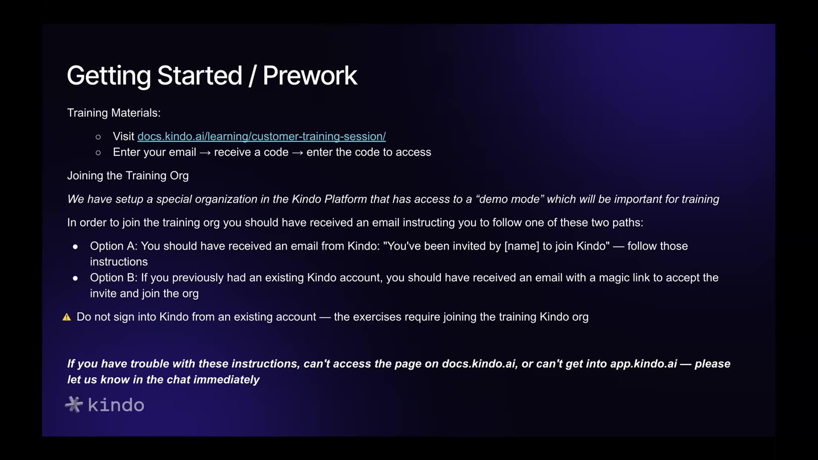 Getting Started / Prework slide