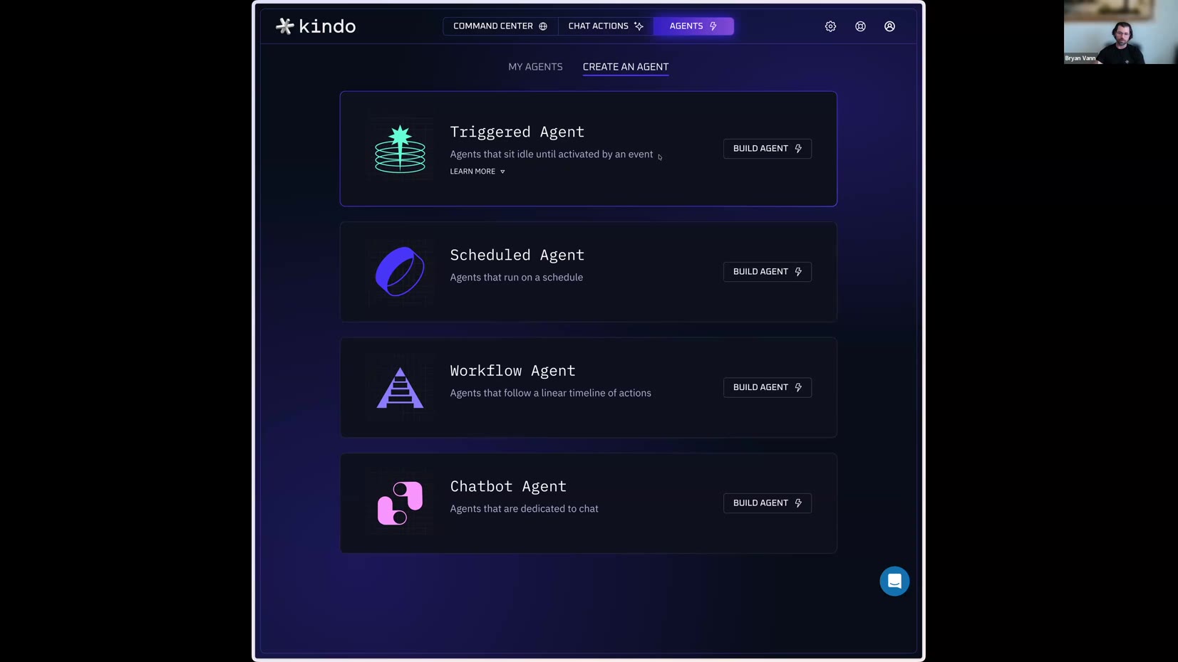 Agent type selection — 4 types