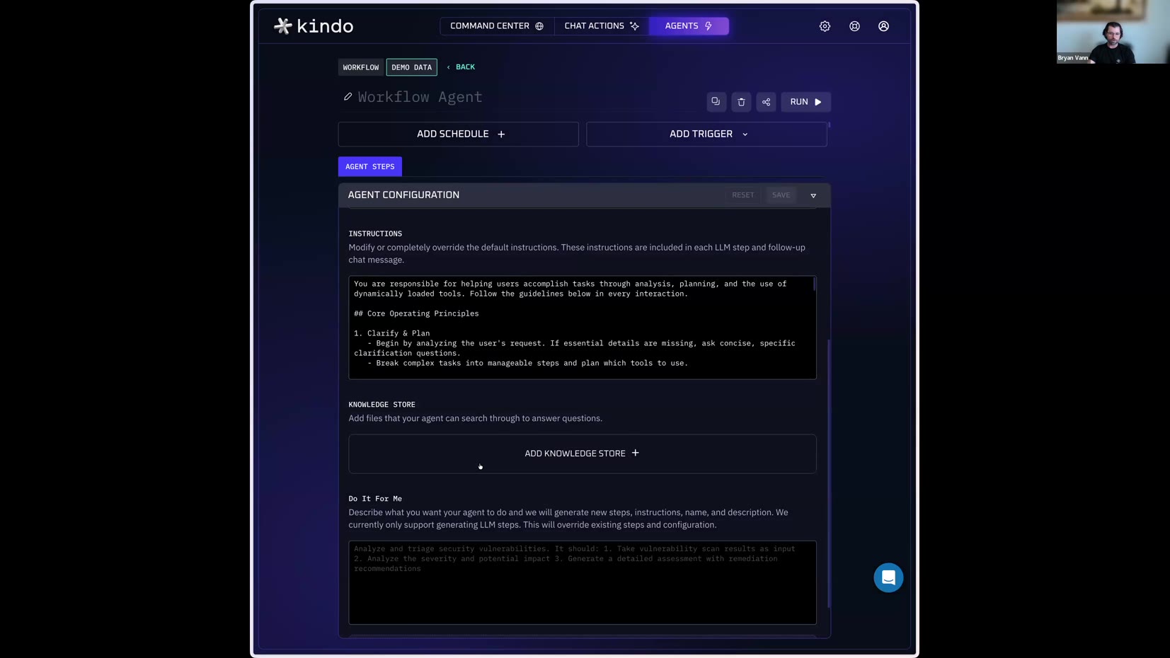 Workflow Agent builder — configuration panel