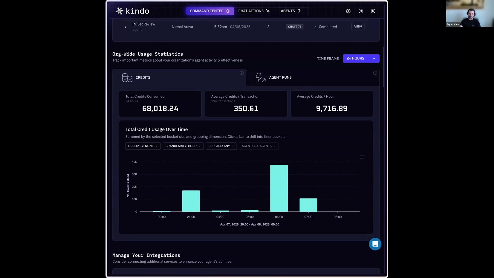 Command Center — org-wide usage statistics