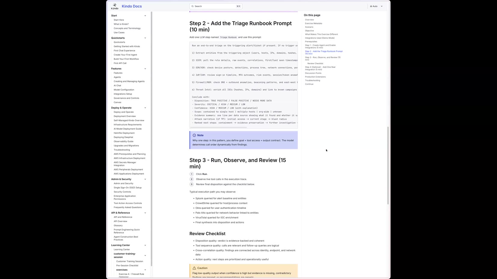 Kindo Docs — SOC Triage Runbook prompt
